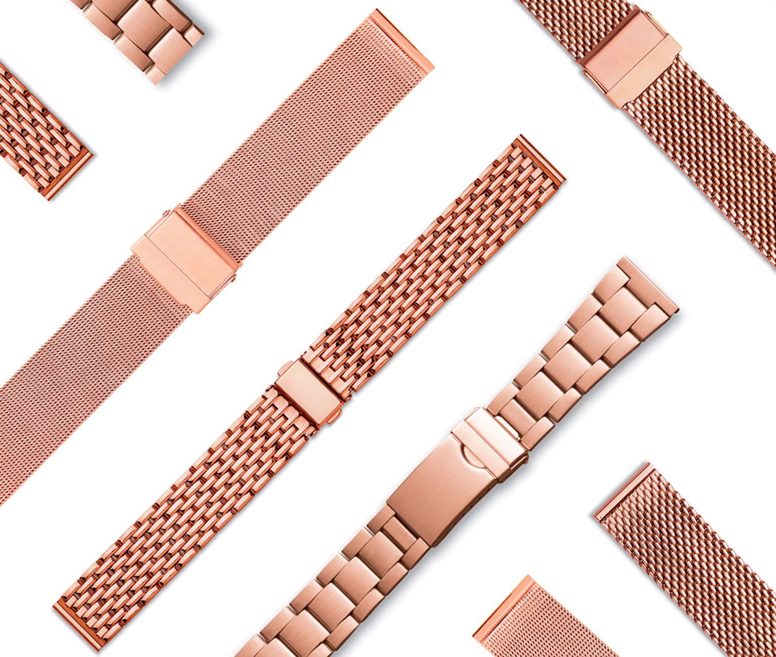 Filigree Blush Leather Watch Band with Rose Gold Tone Stainless