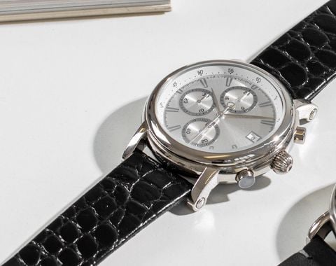 Crocodile Print Leather Dress Watch Strap
