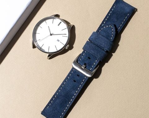 Stitched Italian Suede Leather Watch Strap