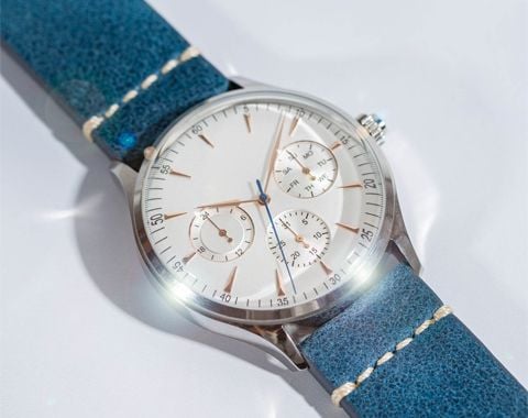 Thick Italian Leather Watch Strap with Stitch Accents