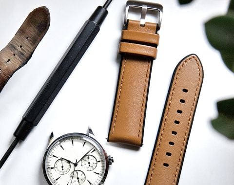 Silicone Lined Leather Sports Watch Strap
