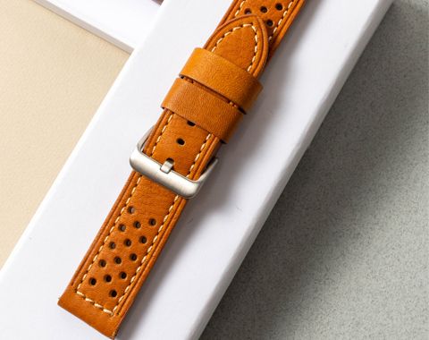 Thick Rally Leather Watch Strap with Stitching