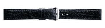 Black camel print embossed leather watch strap with silver buckle