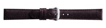 Brown lizard print embossed leather watch strap with silver buckle