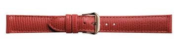 Tan lizard print embossed leather watch strap with gold buckle