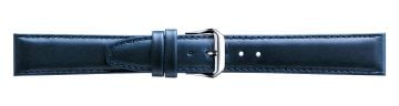 Blue saddle leather watch strap with silver buckle