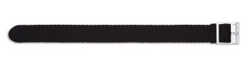 Black perlon watch strap with silver buckle