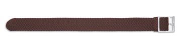 Brown perlon watch strap with silver buckle