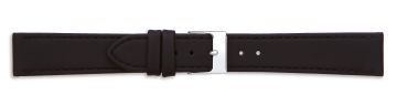 Black leather watch strap with silver buckle