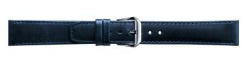 Blue leather watch strap with silver buckle