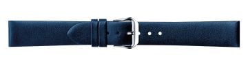Blue leather watch strap with silver buckle