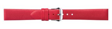 Red leather watch strap with silver buckle