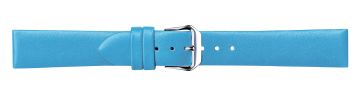 Blue leather watch strap with silver buckle