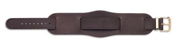 Brown military feed through leather watch strap