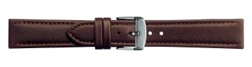 Brown leather watch strap with silver buckle