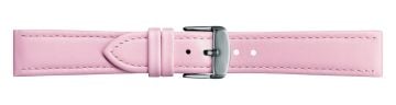 Pink leather watch strap with silver buckle
