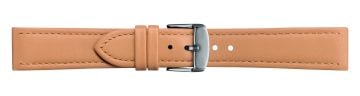 Tan leather watch strap with silver buckle