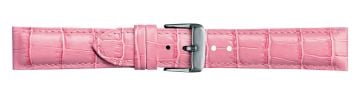 Pink crocodile print embossed leather watch strap with silver buckle