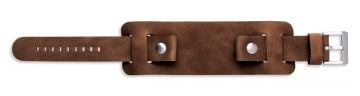 Brown bund leather watch strap with silver buckle