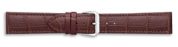 Brown alligator print embossed leather watch strap with silver buckle