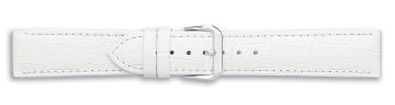 White alligator print embossed leather watch strap with silver buckle