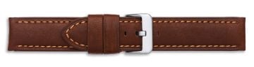 Brown waterproof leather watch strap with silver buckle