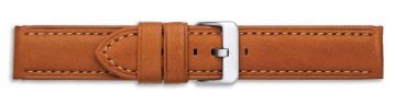 Tan waterproof leather watch strap with silver buckle