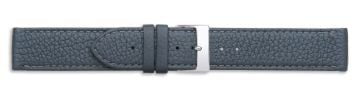 Grey textured leather watch strap with silver buckle