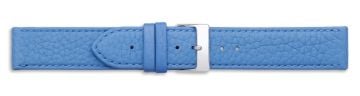 Blue textured leather watch strap with silver buckle