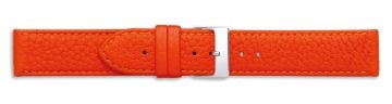 Orange textured leather watch strap with silver buckle