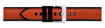 Silicone Rubber Lined Parallel Leather Watch Strap