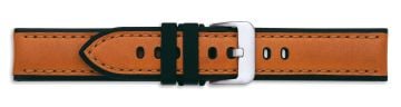 Silicone Rubber Lined Parallel Leather Watch Strap
