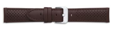 Brown rally leather watch strap with silver buckle