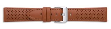 Tan rally leather watch strap with silver buckle