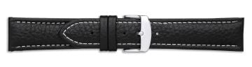 Padded Buffalo Print Leather Watch Strap with Stitching