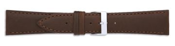 Brown waterproof leather watch strap with silver buckle