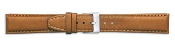Tan leather watch strap with silver buckle