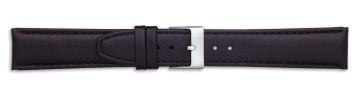 Black leather watch strap with silver buckle