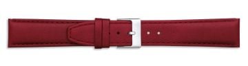 Red leather watch strap with silver buckle