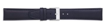 Blue leather watch strap with silver buckle