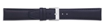 Blue leather watch strap with silver buckle
