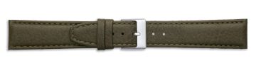Green leather watch strap with silver buckle