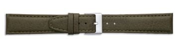 Green leather watch strap with silver buckle