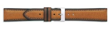 Contrast Painted Edge Smooth Italian Leather Watch Strap