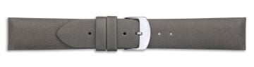 Grey leather watch strap with silver buckle