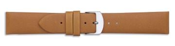 Tan leather watch strap with silver buckle