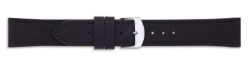 Black aniline leather watch strap with silver buckle