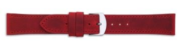 Red aniline leather watch strap with silver buckle