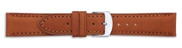 Tan leather watch strap with silver buckle