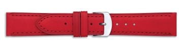 Red leather watch strap with silver buckle